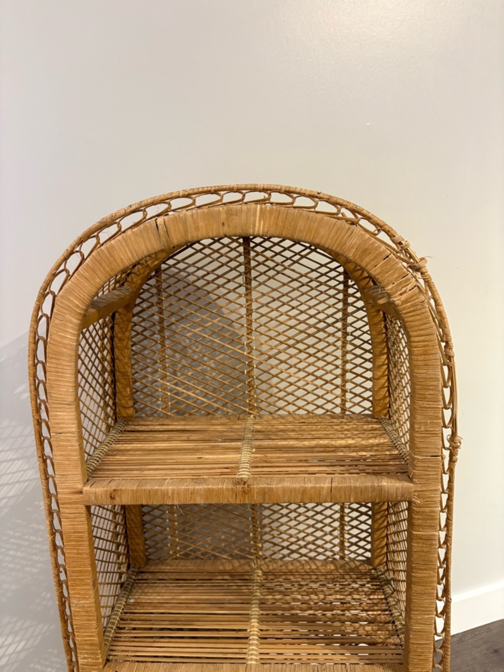 Vintage Rattan wicker shelf free standing floor shelf boho furniture - Picture 4 of 16